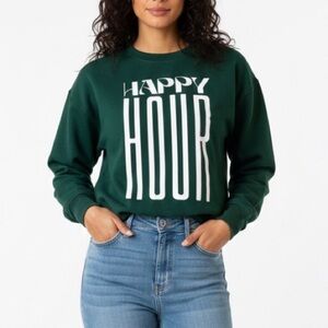 Maeve X Jordan Nickson Happy Hour Sweatshirt Anthropologie in Deep Green